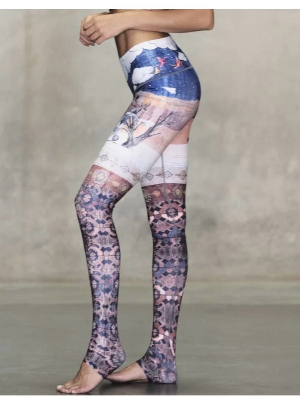Niyama Sol Mustang Sally Sustainable Cream and Blue Activewear Legging